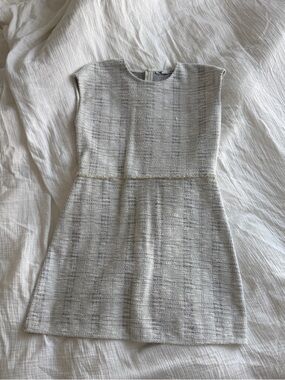 Zara Cream and Gray Tweed Dress
